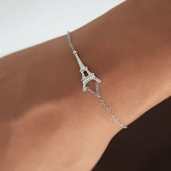 Náramek Náramek s přívěskem Eiffelovy věže „Eiffel Elegance“ chirurgická ocel 316L č. 1785