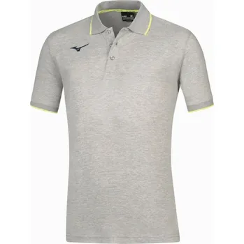 Mizuno Polo Tee Heather Grey/Yellow Fluo Polo tričko XXXL, šedá / žlutá