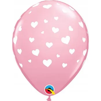 Balónek BALÓNEK QUALATEX PASTELOVÉ SRDCE BÍLÉ RŮŽOVÉ 27cm 1 Ks