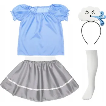 Karnevalový kostým KOSTÝM VÍTR KOSTÝM POČASÍ SET BAL JARO SUKNĚ ČELENKA 98-110 5el