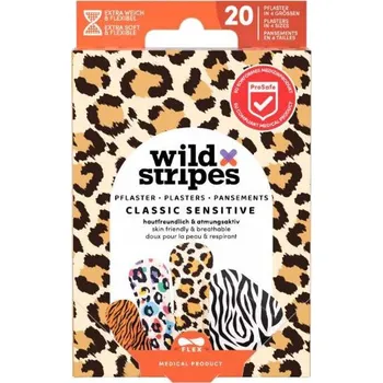 Náplast Wild Stripes Classic Sensitive Animal klasické náplasti se zvířecím vzorem 1 ks, poškozená krabička