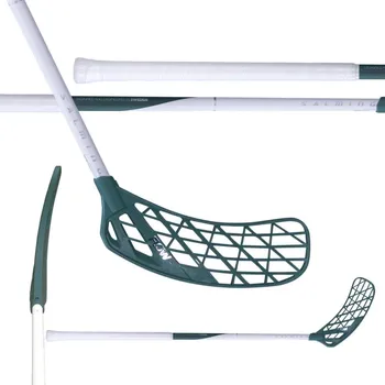Florbal Salming Flow Powerfly JR Florbalová hůl bílá / zelená, Pravá (pravá ruka dole), 92cm (=102cm)