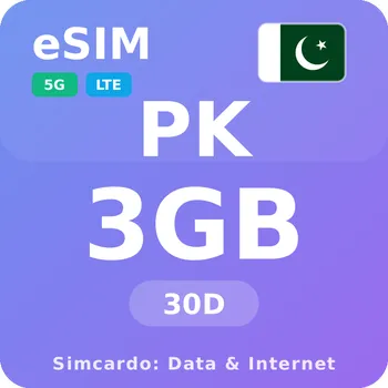 SIM karta Pákistán Mobilní Internet - eSIM 3GB 30 dní datová SIM karta