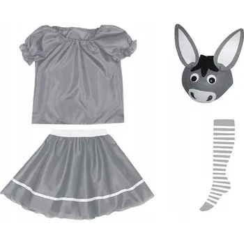 Karnevalový kostým KOSTÝM OSLÍK KOSTÝM OSEL VŮL SOUPRAVA BETLÉM KALHOTY ČEPICE ŠEDÁ 98-110