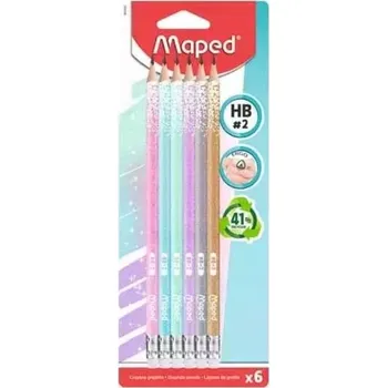 Grafitová tužka Tužka s gumou Glitter brokat HB 6 Ks. MAPED