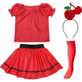 Karnevalový kostým KOSTÝM VIŠEŇ SUKNĚ HALENKA ČELENKA 134-140 5e