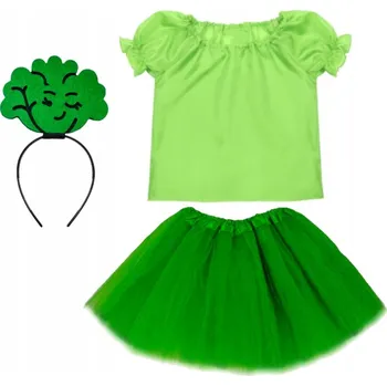 Karnevalový kostým KOSTÝM SALÁT KOSTÝM ZELENINA PŘEVLEK BAL JARO DEN ZELENINY 134-140 4 dílků