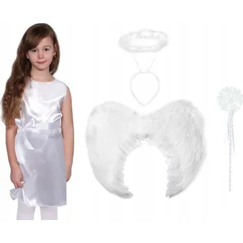 Karnevalový kostým KOSTÝM ANDĚL KOSTÝM ANDĚL SADA JASLÍČEK ALBA KŘÍDLA 98-110 4 dílků