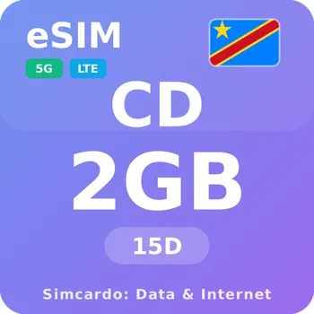 SIM karta Demokratická republika Kongo Mobilní Internet - eSIM 2GB 15 dní datová SIM karta