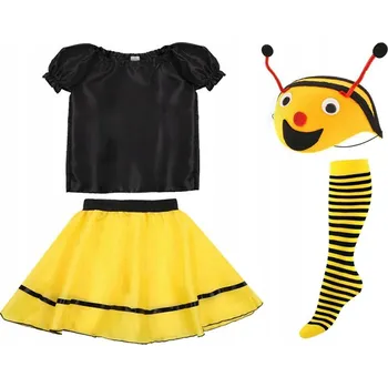 Karnevalový kostým KOSTÝM VČELKA MÁJA, PŘEVLEK HMYZ JARO, ČEPICE SUKNĚ 134-140 4 DÍLY