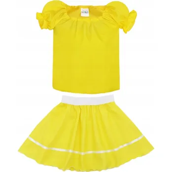 TANČNÍ SET PRO VYSTOUPENÍ: BLŮZA A SUKNĚ, LETNÍ ŽLUTÝ, VELIKOST 134-140, 2 DÍLY