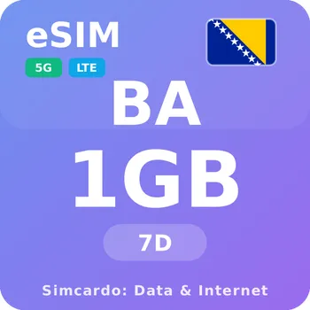 SIM karta Bosna a Hercegovina Mobilní Internet - eSIM 1GB 7 dní datová SIM karta