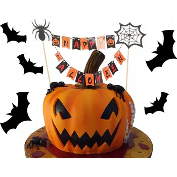 Obraz Halloweenská dekorace na dort, dort na muffiny, topper, girlanda, papír