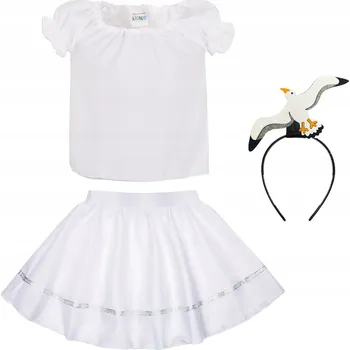 Karnevalový kostým KOSTÝM RACEK SADA PŘEVLEK NA PLES KOSTÝM ZVÍŘÁTKO BÍLÝ 98-110 4 díly