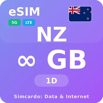 SIM karta Nový Zéland Neomezený Mobilní Internet - eSIM 1 dní datová SIM karta