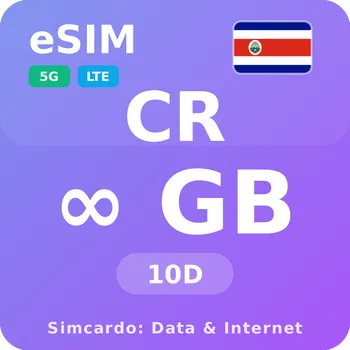 SIM karta Kostarika Neomezený Mobilní Internet - eSIM 10 dní datová SIM karta (esims_ULE_10D_CO_V2)