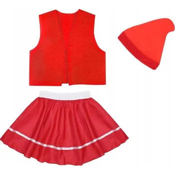 Karnevalový kostým KOSTÝM TRPASLÍK VESTA SUKNĚ ČERVENÁ 116-140