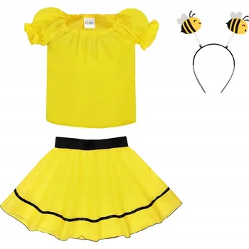 Karnevalový kostým KOSTÝM VČELKA, KOSTÝM VČELY, OSY – SET SUKNĚ A ČELENKA, VELIKOST 98-110, 3 DÍLY