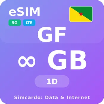 SIM karta Francouzská Guyana Neomezený Mobilní Internet - eSIM 1 dní datová SIM karta