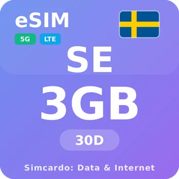SIM karta Švédsko Mobilní Internet - eSIM 3GB 30 dní datová SIM karta