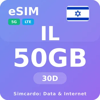 SIM karta Izrael Mobilní Internet - eSIM 50GB 30 dní datová SIM karta