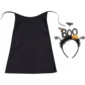 Karnevalový kostým KOSTÝM NA HALLOWEEN DUCH BOO ČELENKA PELERÍNA NETOPÝR DÝNĚ ČERNÁ M 2el