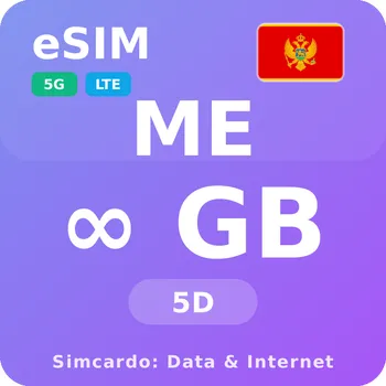 SIM karta Černá Hora Neomezený Mobilní Internet - eSIM 5 dní datová SIM karta (esims_ULE_5D_MD_V2)
