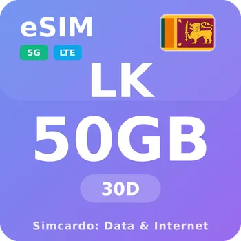 SIM karta Srí Lanka Mobilní Internet - eSIM 50GB 30 dní datová SIM karta