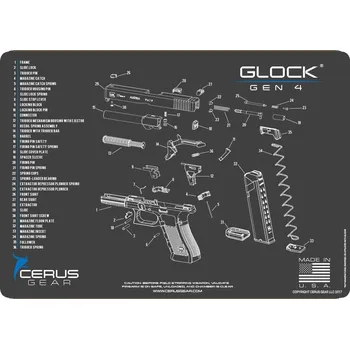 Čištění zbraně Cerus Gear MAT-SMALL-GLK-G4-SCH-GREY - Podložka pro čištění zbraní GLOCK GEN 4 SCHEMATIC GREY