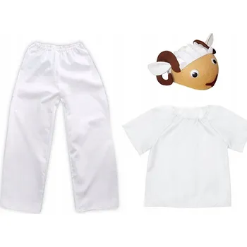 Karnevalový kostým KOSTÝM BERÁNEK KOSTÝM OVCE BERAN JASEŁKA KALHOTYPÁSKA HALENKA BÍLÁ 116-128