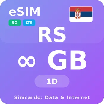 SIM karta Srbsko Neomezený Mobilní Internet - eSIM 1 dní datová SIM karta (esims_ULE_1D_ROC_V2)