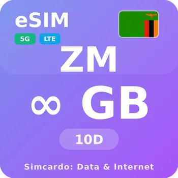 SIM karta Zambie Neomezený Mobilní Internet - eSIM 10 dní datová SIM karta (esims_ULE_10D_ZA_V2)