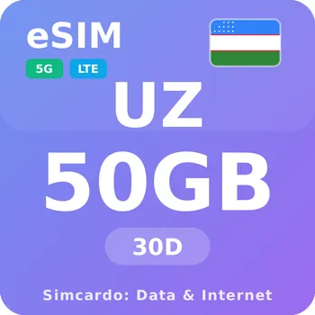 SIM karta Uzbekistán Mobilní Internet - eSIM 50GB 30 dní datová SIM karta