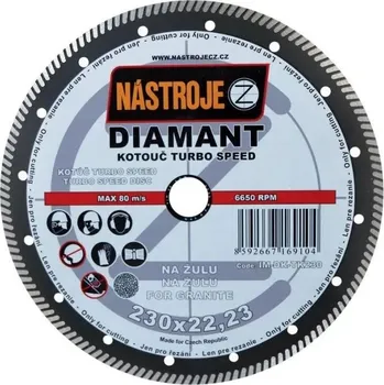 Řezný kotouč Kotouč diamantový TURBO SPEED 230x2,0x22 mm na žulu