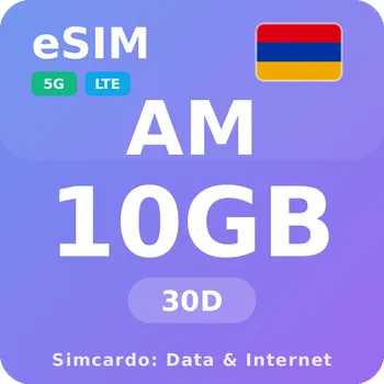 SIM karta Arménie Mobilní Internet - eSIM 10GB 30 dní datová SIM karta