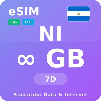 SIM karta Nikaragua Neomezený Mobilní Internet - eSIM 7 dní datová SIM karta