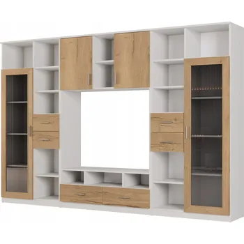 Obývací stěna Nábytek do obývacího pokoje eMeblast bílý dub halifax přírodní