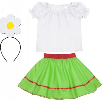 Karnevalový kostým KOSTÝM KVÍTEK PŘEVLEK ZA KVĚTINU KOSTÝM JARO SUKNĚ ČELENKA 98-110