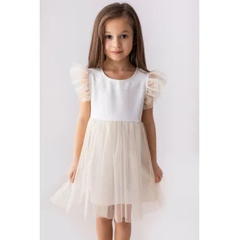 Dětská móda Dívčí slavnostní šaty s třpytivou sukní a volánkovými rukávky Lily Grey 122 / 7 let