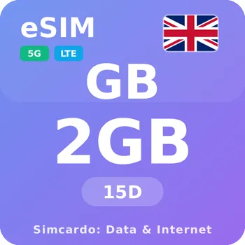 SIM karta Spojené království Mobilní Internet - eSIM 2GB 15 dní datová SIM karta