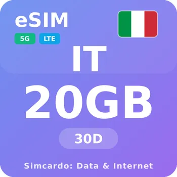 SIM karta Itálie Mobilní Internet - eSIM 20GB 30 dní datová SIM karta