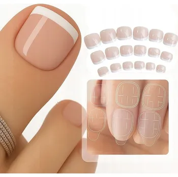 Tipsy na nohy french samolepící 24ks umělé nehty + gelové lepidlo