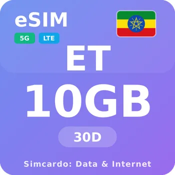 SIM karta Etiopie Mobilní Internet - eSIM 10GB 30 dní datová SIM karta