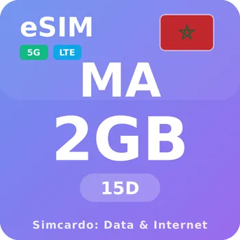 SIM karta Maroko Mobilní Internet - eSIM 2GB 15 dní datová SIM karta