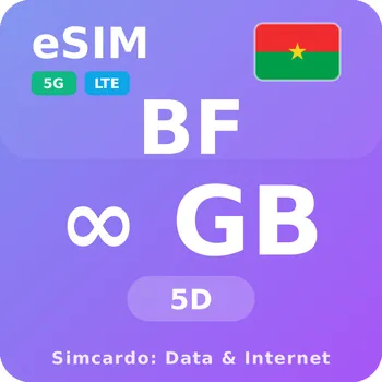 SIM karta Burkina Faso Neomezený Mobilní Internet - eSIM 5 dní datová SIM karta