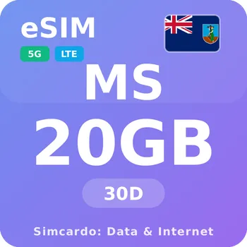 SIM karta Montserrat Mobilní Internet - eSIM 20GB 30 dní datová SIM karta