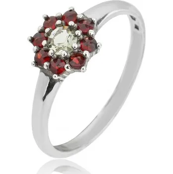 Řetízek Český Granát Jan Kos jewellery stříbrný prsten s vltavínem 32109873