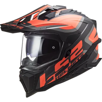Helma na motorku LS2 MX701 EXPLORER ALTER MATT BLACK FL.ORANGE-06 XS