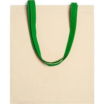 Textilní taška, bavlněná, béžová se ZELENÝM UCHEM, 41x37cm, 1 ks