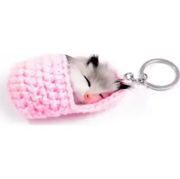 Přívěsek na klíče Kočička v bačkoře růžová